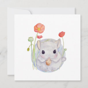 Cartão Cachorro Aquarela Bebê Chinchilla aniversário