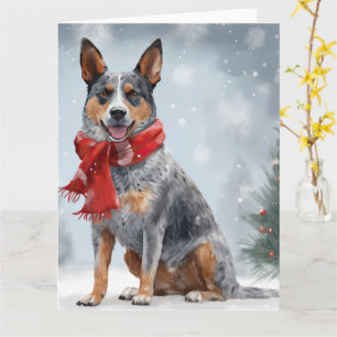 Cartão Cachorro Australiano no Natal da Neve