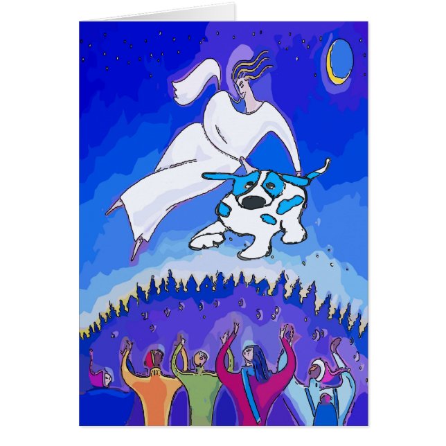 Cartão Cachorro Azul, Presente Do Céu (Frente)