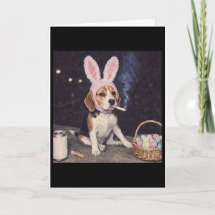 Cartão Cachorro Beagle Engraçado Orelhas de Coelho Retrô