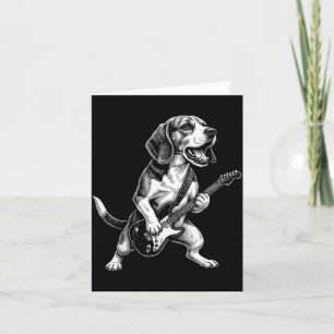 Cartão Cachorro Beagle Engraçado Tocando Guitarra