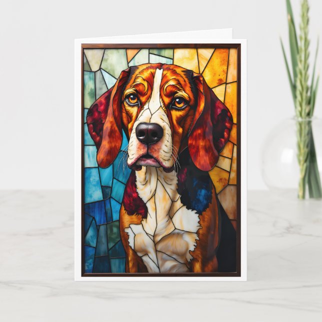 Cartão Cachorro Beagle Estilo Vidro Colorido  (Frente)