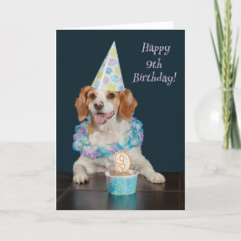 Cartão Cachorro bonito comemorando o 9º aniversário!