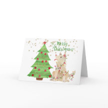 Cachorro Bonito Embalado em Luzes de Natal ao Lado