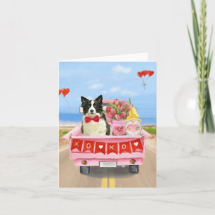 Cartão Cachorro Border Collie Caminhão de Dia dos Namorad