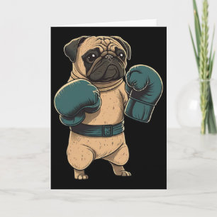 Cartão Cachorro Boxe Pug Boxerador Luvas de Boxe Mma Kick