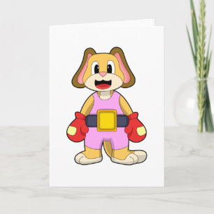 Cartão Cachorro boxeando com luvas de boxe