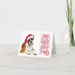 Cartão Cachorro Boxer Chapéu de Papai Noel Tem um Natal A