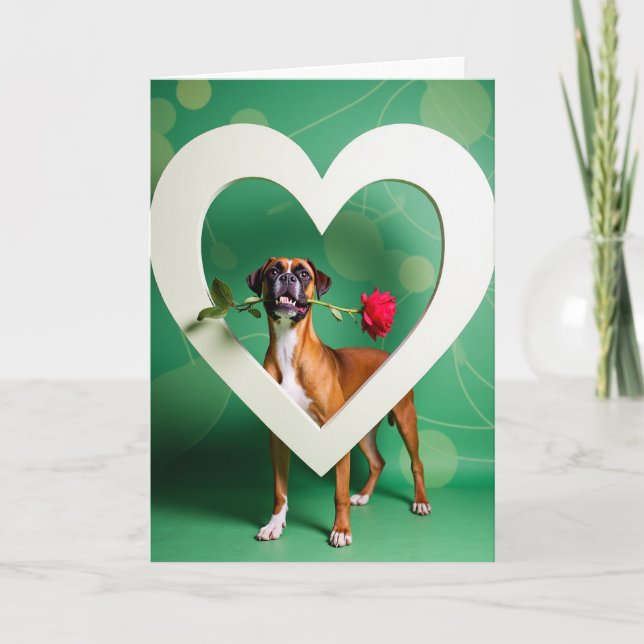 Cartão Cachorro Boxer com Carta de Rosa (Frente)