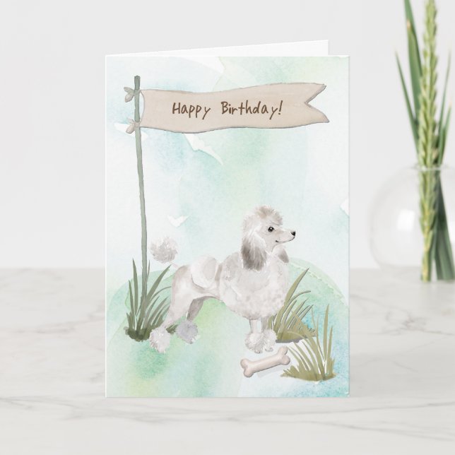 Cartão Cachorro Branco Sob Sinal De Aniversário (Frente)