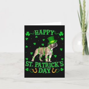 Cartão Cachorro Bulldog Francês com Chapéu de Leprechaun