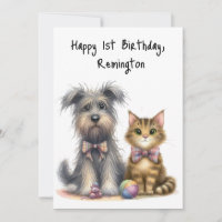 Cachorro Cachorro e primeiro aniversario Feliz par