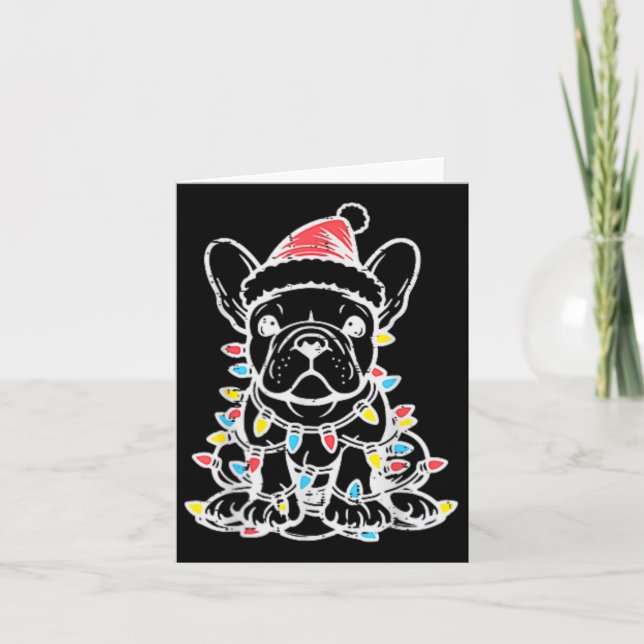 Cartão Cachorro Cachorro Francês Buldogue Xmas Frenchie M (Frente)