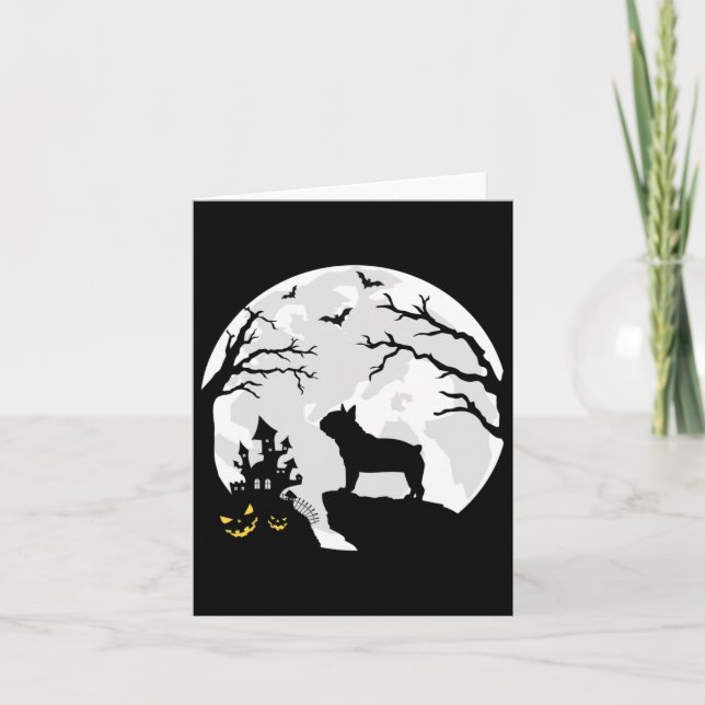 Cartão Cachorro-Cachorro Na Lua Halloween Homens Vêm (Frente)