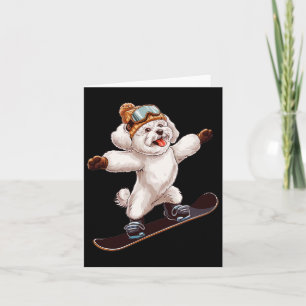 Cartão Cachorro Cachorro Snowboard Divertido No inverno E