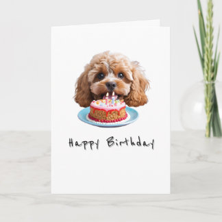 Cartão Cachorro Cavapoo, feliz aniversário