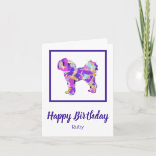 Cartão Cachorro Cavapoo Silhoute Cute PPY&B Aniversário