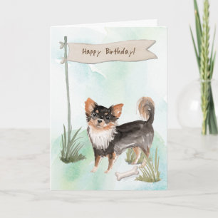 Cartão Cachorro Chihuahua de longa distância sob sinal de