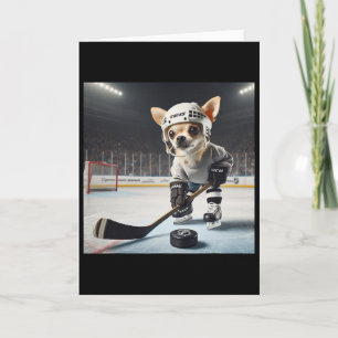 Cartão Cachorro Chihuahua Fofo No Gelo Para Hockey E Fã D