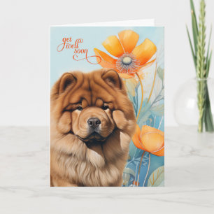Cartão Cachorro Chow Chow Laranjas Flores de Papoula Melh