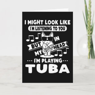 Cartão Cachorro com Tuba Music Tubist Tuba
