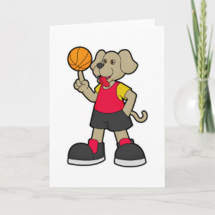 Cartão Cachorro como jogador de basquete com bola de basq