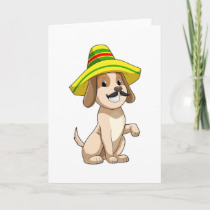 Cartão Cachorro como mexicano com chapéu de palha