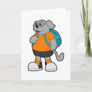 Cartão Cachorro como Mochileiro com Mochila