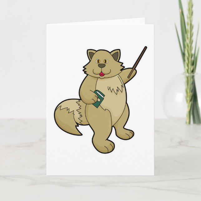 Cartão Cachorro como Professor com Livro e Ponteiro (Frente)