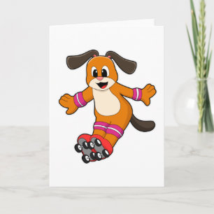 Cartão Cachorro como skatista com patins em linha