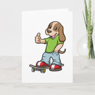 Cartão Cachorro como Skatista com Skate