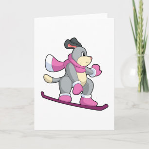 Cartão Cachorro como Snowboarder com Sonowboard