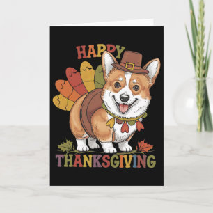 Cartão Cachorro Corgi Dia de Ação de Graças Peru