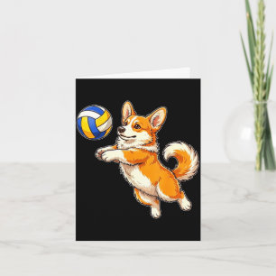 Cartão Cachorro corgi engraçado e fofo jogando esportes d