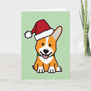 Cartão Cachorro corgi filhote Pembroke galês Natal chapéu