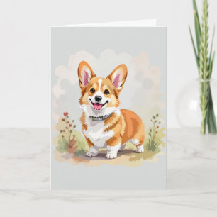 Cartão Cachorro Corgi Galês Pembroke Vermelho Fofo