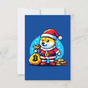 Cartão Cachorro Crypto Festivo - Design de Natal em Pixel