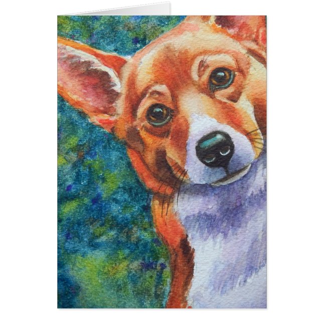 Cartão Cachorro Curioso Corgi (Frente)