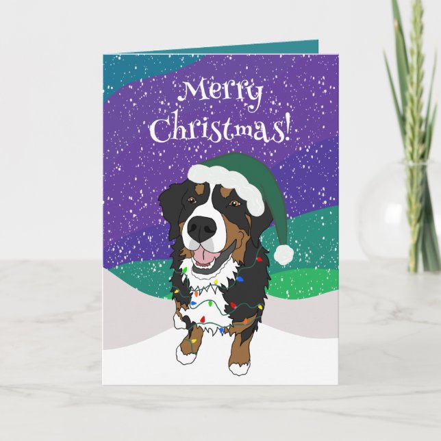 Cartão Cachorro da montanha Bernese de Natal (Frente)