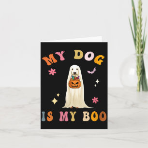 Cartão Cachorro da Mulher é Boo_ Fofo Groovy Assustador H