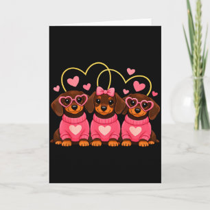 Cartão Cachorro Dachshund Fofo Dia dos Namorados Romântic