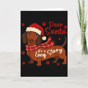 Cartão Cachorro Dachshund Querido Papai Noel É Uma Longa 