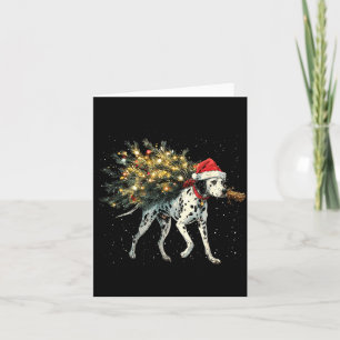 Cartão Cachorro Dalmatian Fofo Em Uma Árvore De Natal Par