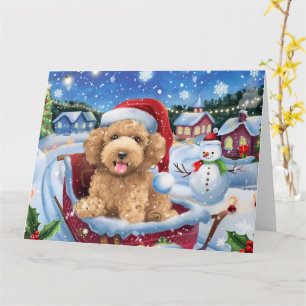Cartão Cachorro de Bernedoodle no Natal da Neve de Sleigh