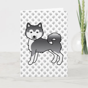 Cartão Cachorro de Cartoon Malamute Azul no Alasca
