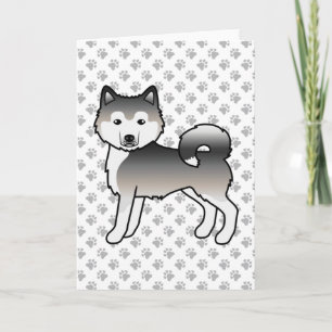 Cartão Cachorro de Cartoon Malamute da cinza
