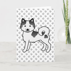 Cartão Cachorro de Cartoon Malamute Preto Piebald Alaskan