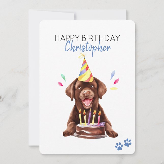 Cartão Cachorro de Chocolate Cachorro Personalizado Feliz (Frente)