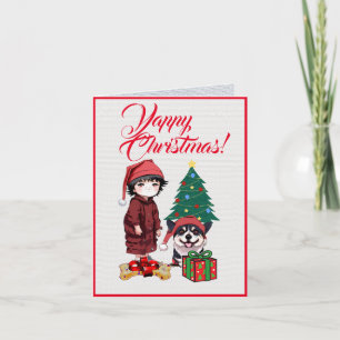 Cartão Cachorro de Corgi Cuja Pequena Garota Tem Um Cartã