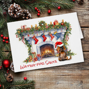 Cartão Cachorro de Dachshund Esperar por Papais noeis de 